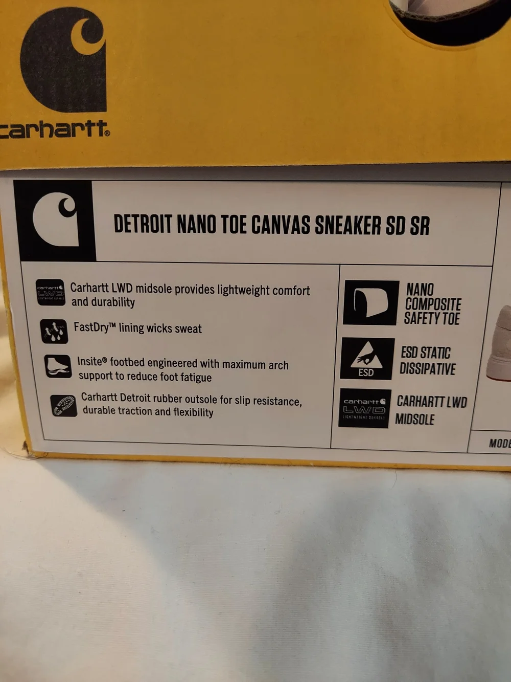 Carhartt Men’s Detroit Canvas Safety Toe Shoes Sneakers White New 10M - Picture 6 of 11